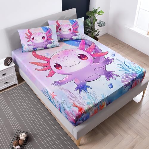 Cute Axolotl Bed Set Twin Fitted Sheet