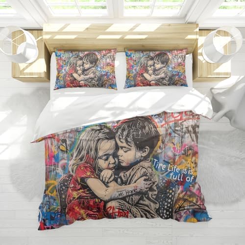 HOBBOY Cute Boy Girl Duvet Cover Set 3 Piece Twin XL