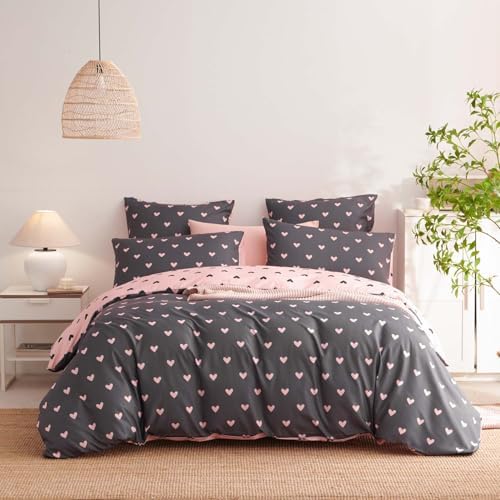 Nayoroom Heart Duvet Cover Set Queen Size Reversible