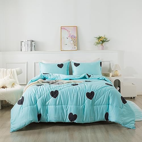 Caressma Love Heart Pattern King Size Comforter Set