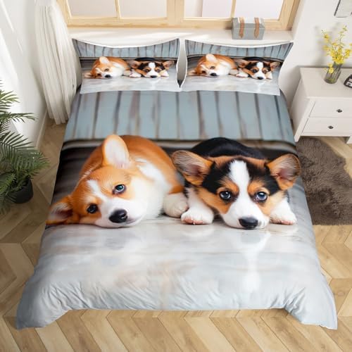 Erosebridal Corgi Duvet Cover Set Queen Size 1