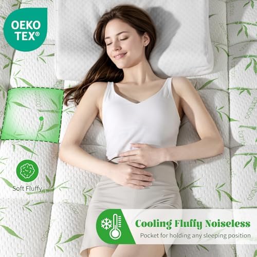 LIANLAM Twin Mattress Topper - Bamboo Viscose 1200 GSM Cooling Pad