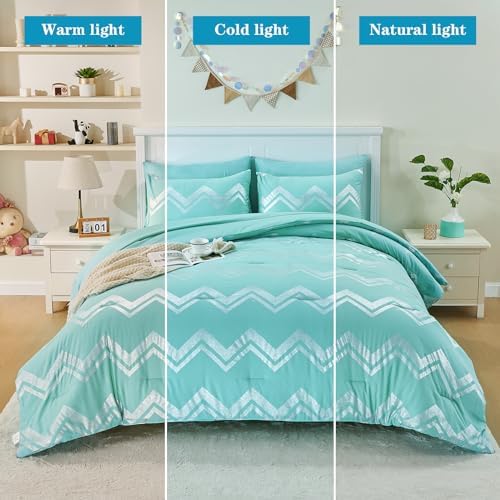 Wowelife Teal Comforter Set Queen 7 Pieces