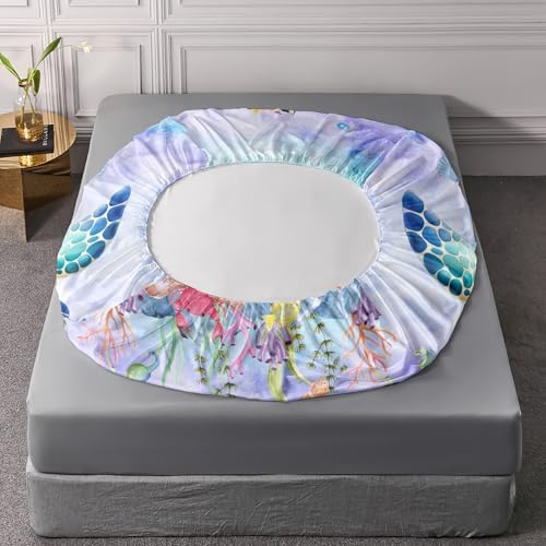 Turtle Pattern Twin Sheet Set 4Pcs Ocean Life Kids Bedding