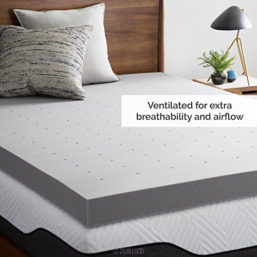 Lucid 4 Inch Ventilated Bamboo Charcoal Mattress Topper - Queen