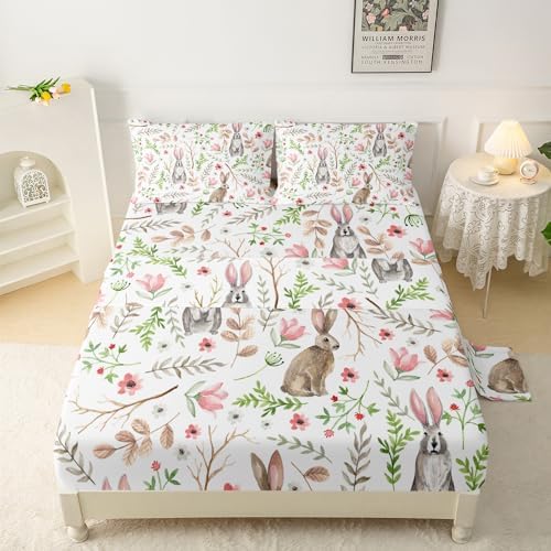 QOOMO Cartoon Rabbit Microfiber Bedding Set