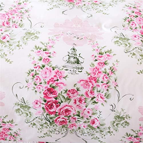 FADFAY Pink Rose Floral Duvet Cover Set Twin XL 4Pcs