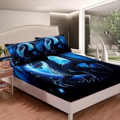 Castle Fairy Dragon Fitted Sheet Twin Size 3D Design