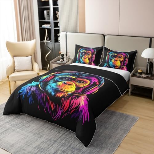 Feelyou Cotton Duvet Cover Set with Cool Monkey Design