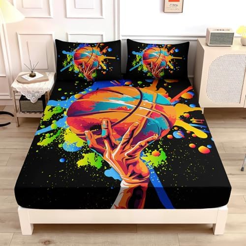 Black Basketball Microfiber Bedding Set for Kids
