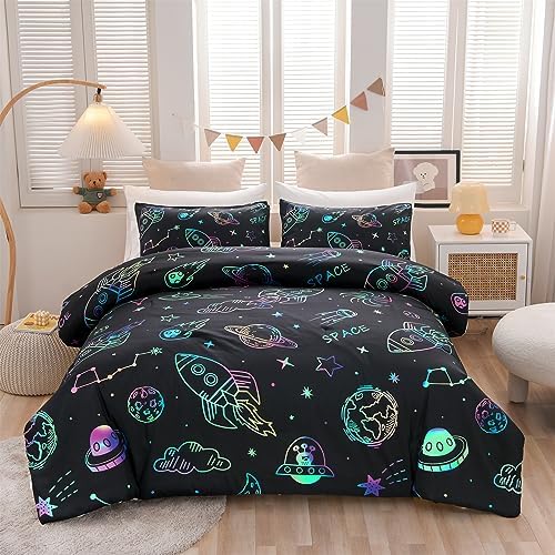 Aimuan Rocket Print Comforter Set for Kids