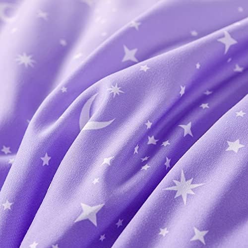 URBONUR Girls Comforter Set Gradient Purple Orange Moon Star Print