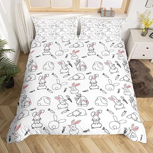 Kawaii Rabbit Bedding Set for Kids Girls Full Size