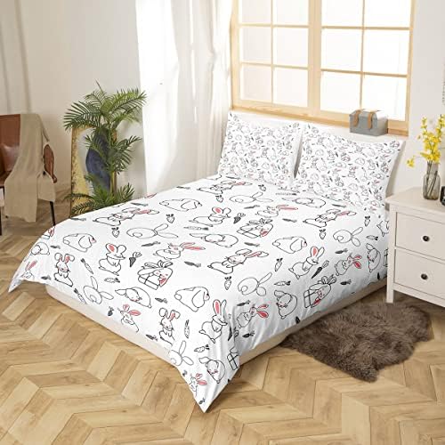 Kawaii Rabbit Bedding Set for Kids Girls Full Size
