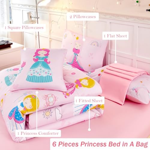 ANGIYUIN Princess Castle Comforter Set for Kids