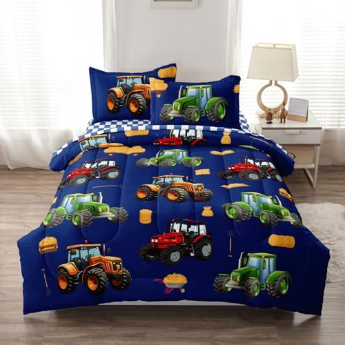 Leaflin Tractor Bedding Set for Kids - 5 Piece Twin