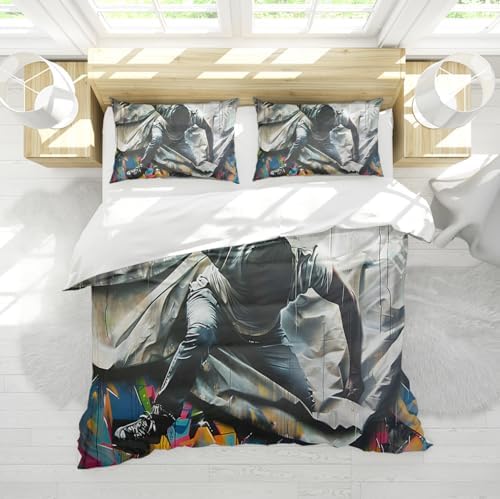 HOBBOY Hip Hop 3pc Duvet Cover Set for Kids Teens