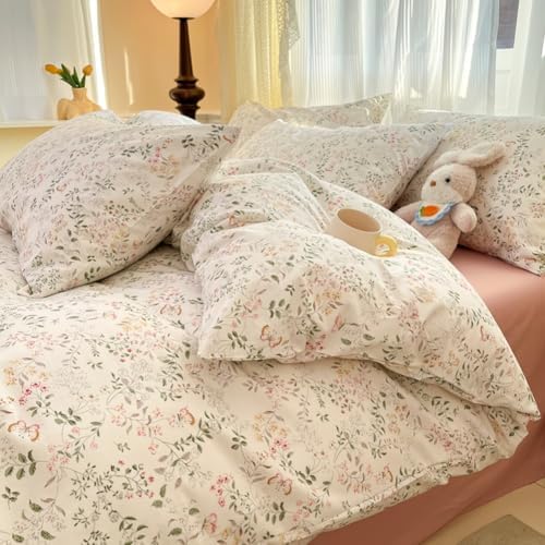 Jolusere Cotton Floral Duvet Cover Set Queen