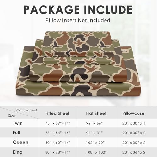 Zzzboro 3 Pcs Fitted Sheet Set Twin Size Camouflage