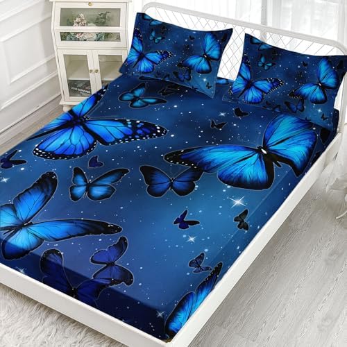 Blue Butterfly Kids Sheets Set 4Pcs