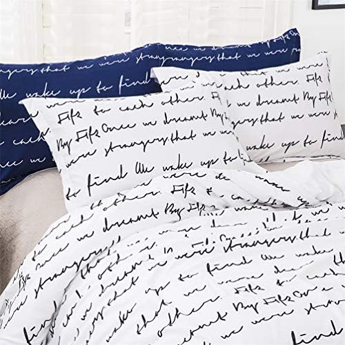 Homebed King Duvet Cover Set 3 Piece Reversible Love Letters White Black