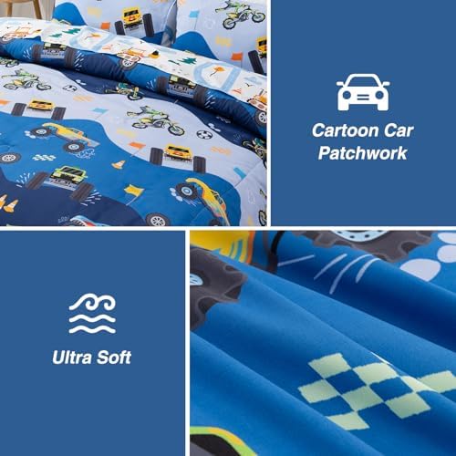 A Nice Night 5Pcs Bed in a Bag Race Car Comforter Set