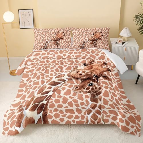 QOOMO Cartoon Giraffe Comforter Set for Kids