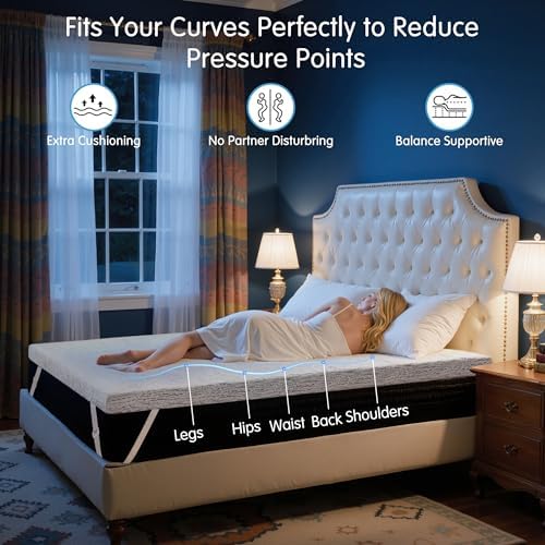 CHUN YI Cooling Mattress Topper 4 Inch Gel Memory Foam