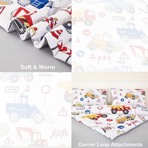 ANGIYUIN 5-Piece Cartoon Car Comforter Set for Kids