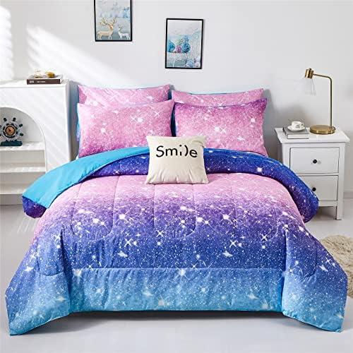 Kiddiku Purple Glitter Comforter Set for Girls