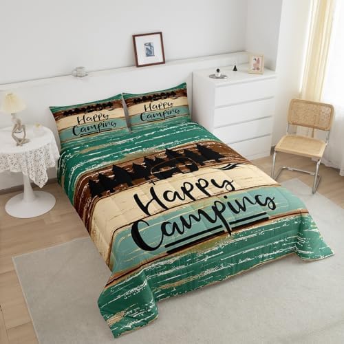 Erosebridal Happy Camping Queen Comforter Set