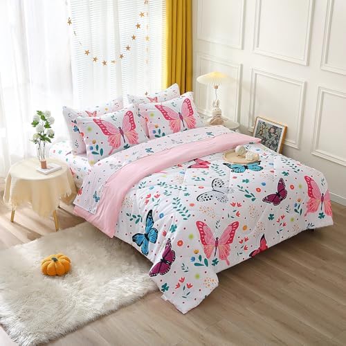 Wajade Butterfly Queen Comforter Set for Girls