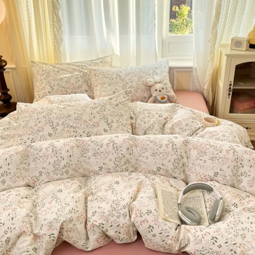 Jolusere Cotton Floral Duvet Cover Set Queen