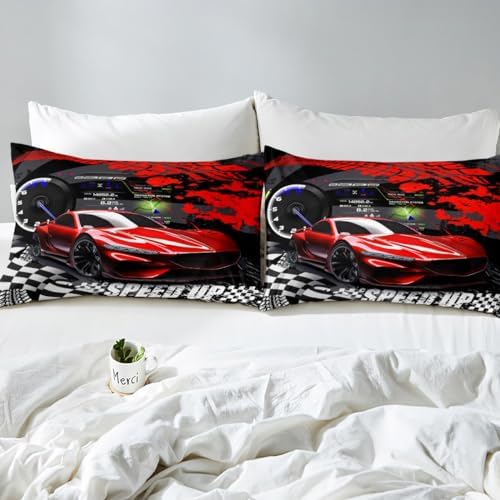 Feelyou Red Race Car Bed Sheet Set Twin Size