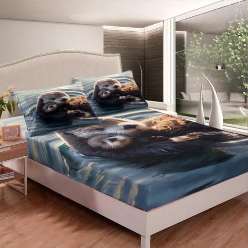 Feelyou Otter Bedding Set Kids 3D Cute Sheets with 2 Pillowcases