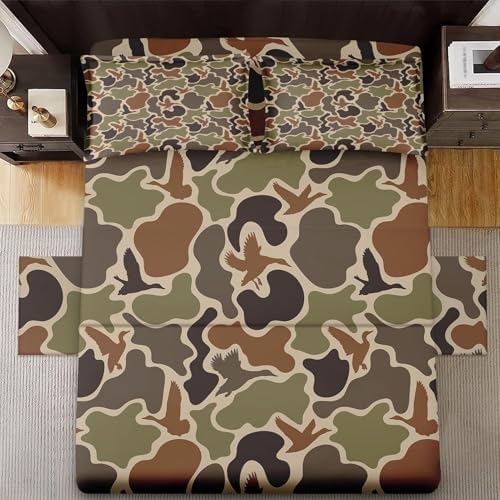 Zzzboro 3 Pcs Fitted Sheet Set Twin Size Camouflage