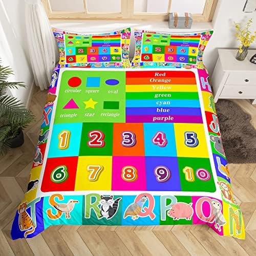Feelyou Kids Learning Duvet Cover Set ABC Numbers Shapes