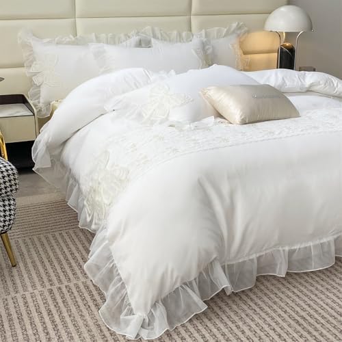 MOOWOO Pretty Bow Duvet Cover Set - Twin Size Zipper Closure