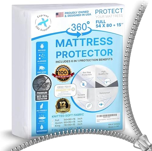 Full Size Zippered Mattress Encasement 16 Inch Deep
