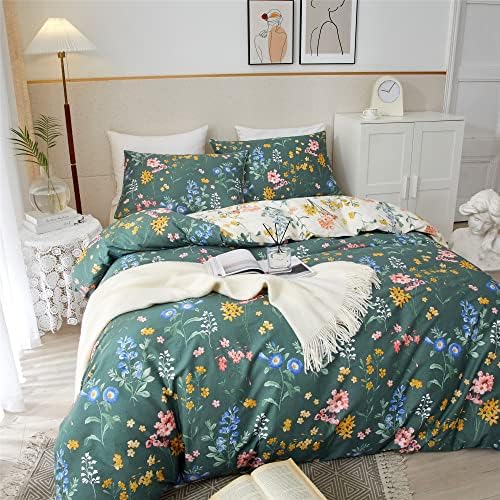 PinkMemory Floral Duvet Cover Queen Set with Pillowcases
