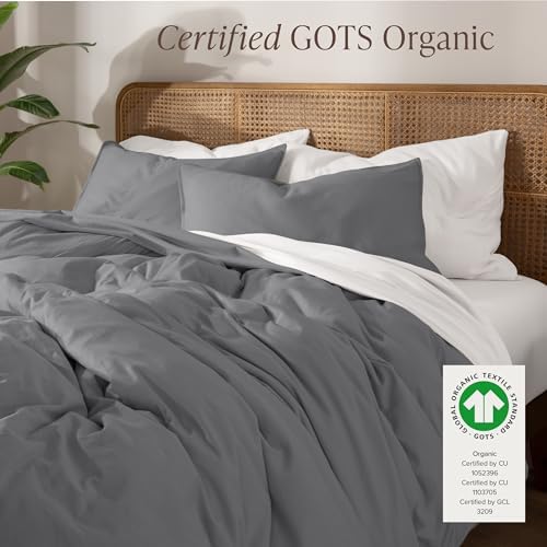 Bare Home Organic Cotton Duvet Cover Set - TwinTwin XL Grey