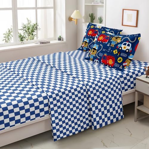 SIRDO Kids Cop Car Comforter Set for Little Boys