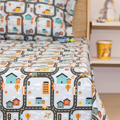 Nikki Peter 100 Cotton Kids Sheet Set with City Print