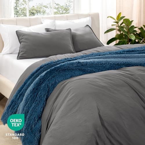 Bare Home Ultra Soft Microfiber Duvet Cover Set with Pillow Sham Grey Twin