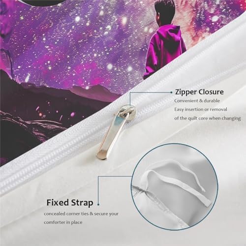 HOBBOY Purple Space Themed Duvet Cover Set