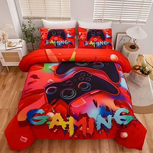 Aimuan Gaming Comforter Set for Boys - Twin Red
