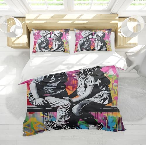 HOBBOY Kids Duvet Cover Set Graffiti 3pc Twin XL