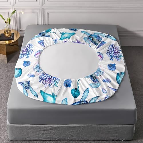 XYNHML Blue Sea Turtle 4PCs Queen Bedding Set