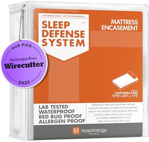 Hospitology Mattress Encasement - California King 12 Depth Zippered Waterproof Stretchable