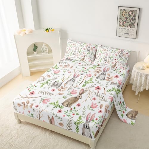 QOOMO Cartoon Rabbit Microfiber Bedding Set